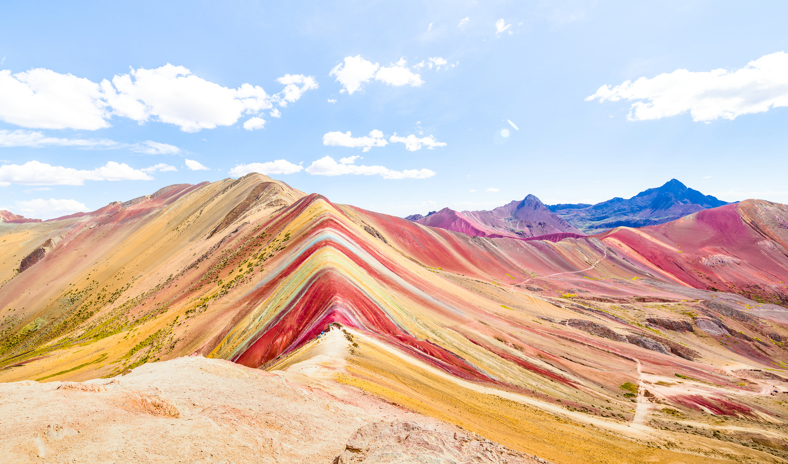 Panoramic View of Rainbow Mountain at Vinicunca Mount in Peru -